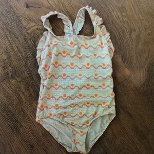Kids One-Piece Swimsuit in Pastel Rainbow Stripe